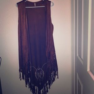 Hippie long brown vest